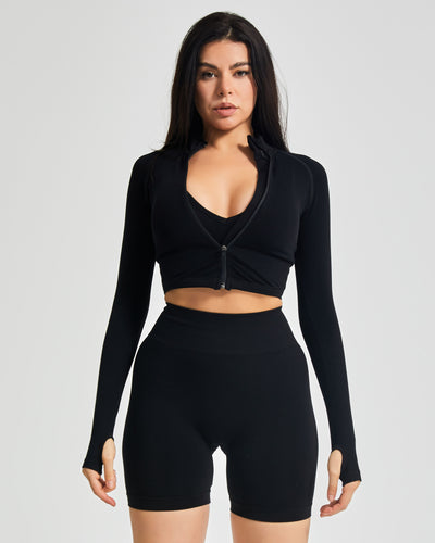 Luma Zip Ceket - Siyah