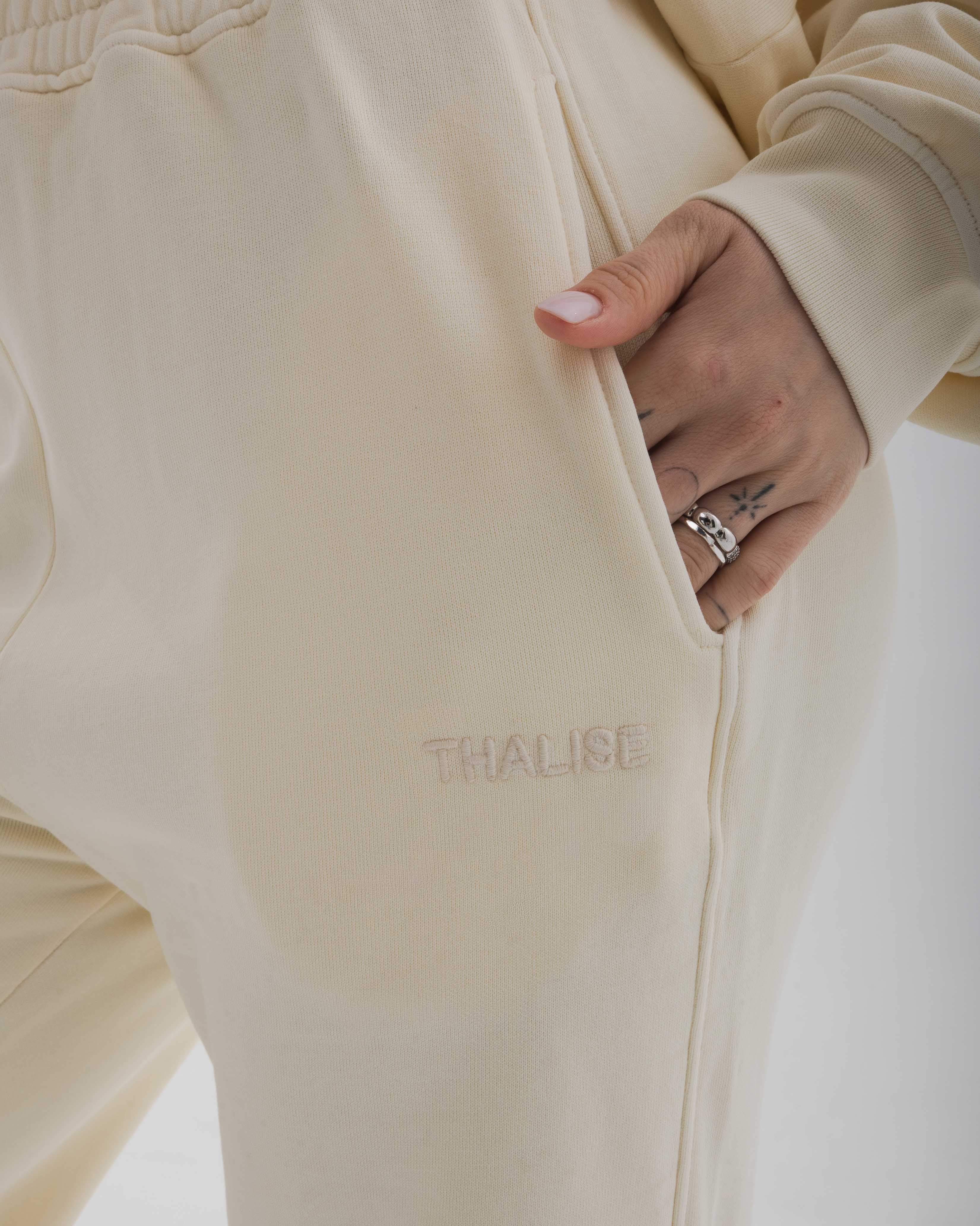 Raw Cotton Sweatpants - Limon Beyazı