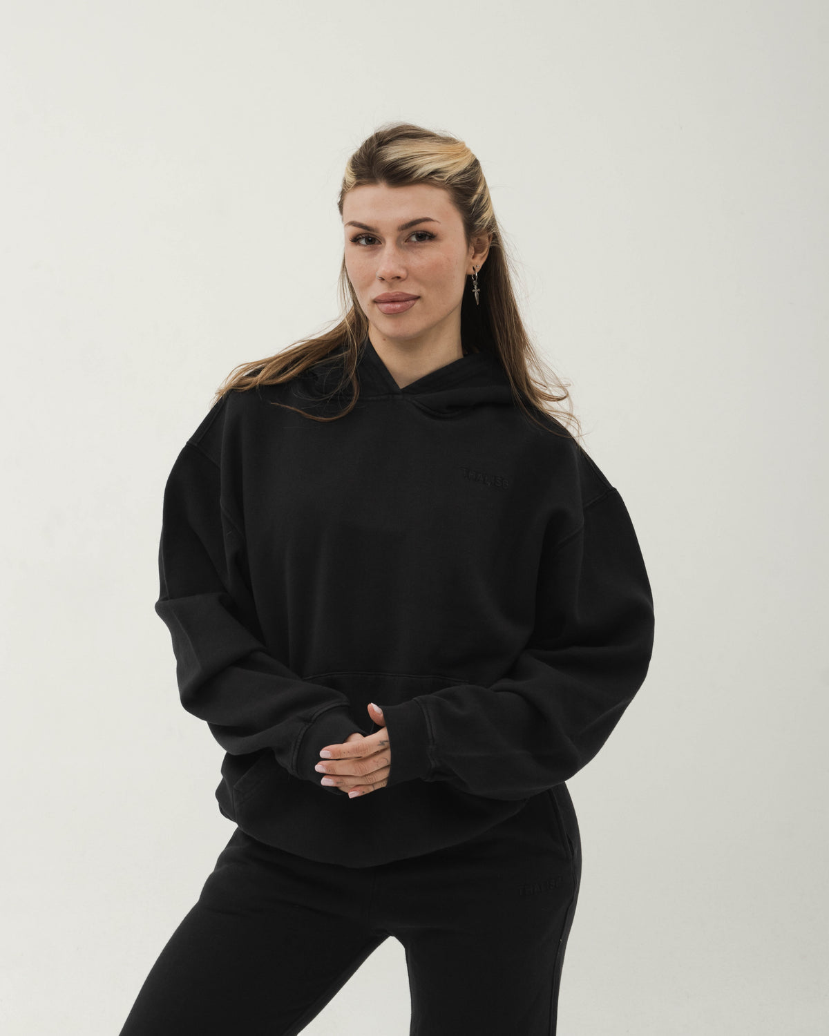 Thalise Raw Cotton Hoodie - Siyah