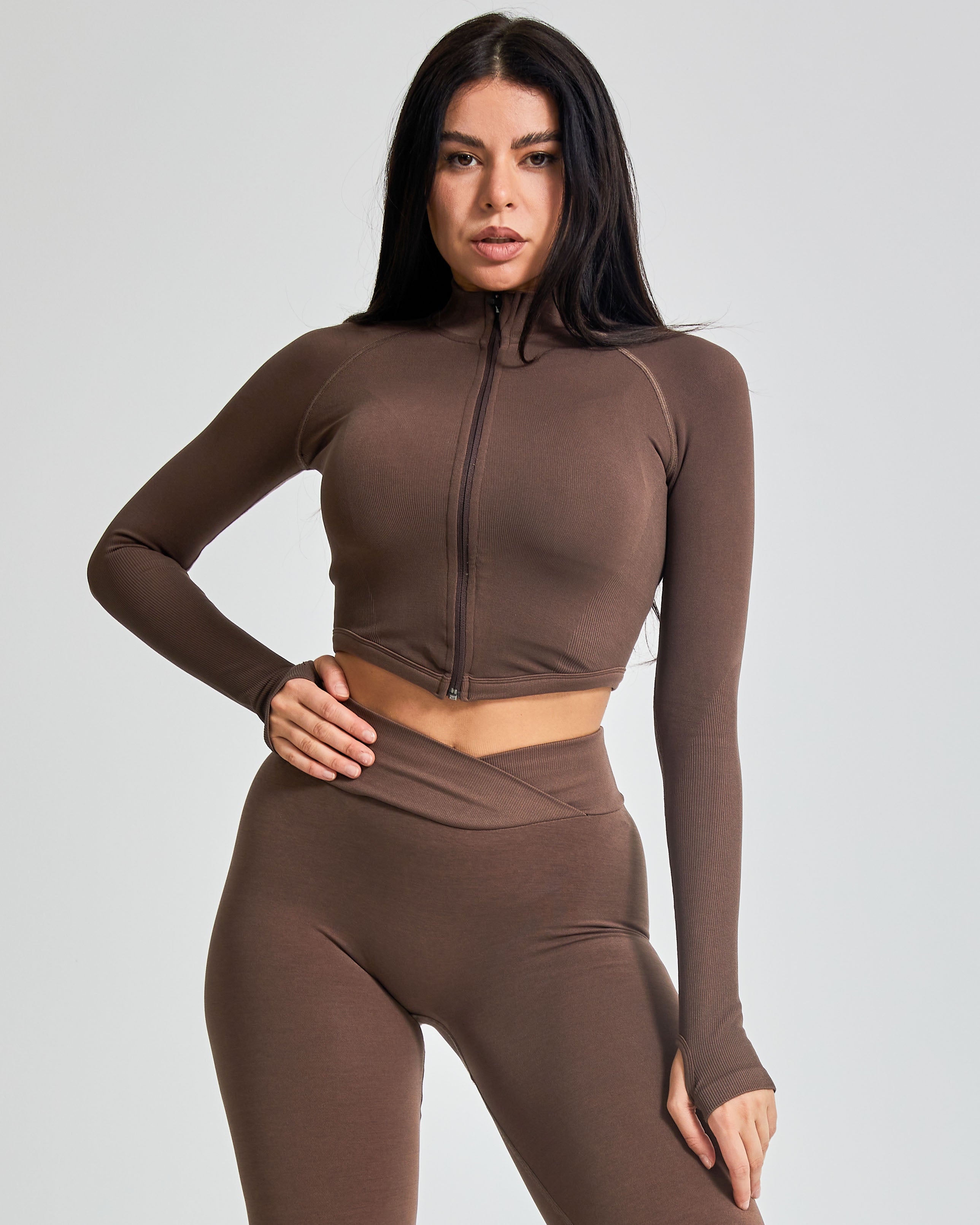 Shape Zip Ceket - Cappuccino