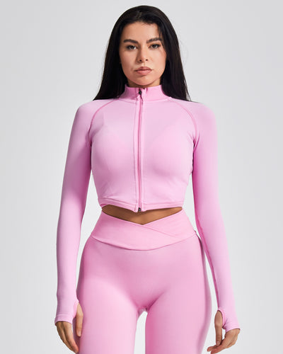 Shape Zip Ceket - Pembe