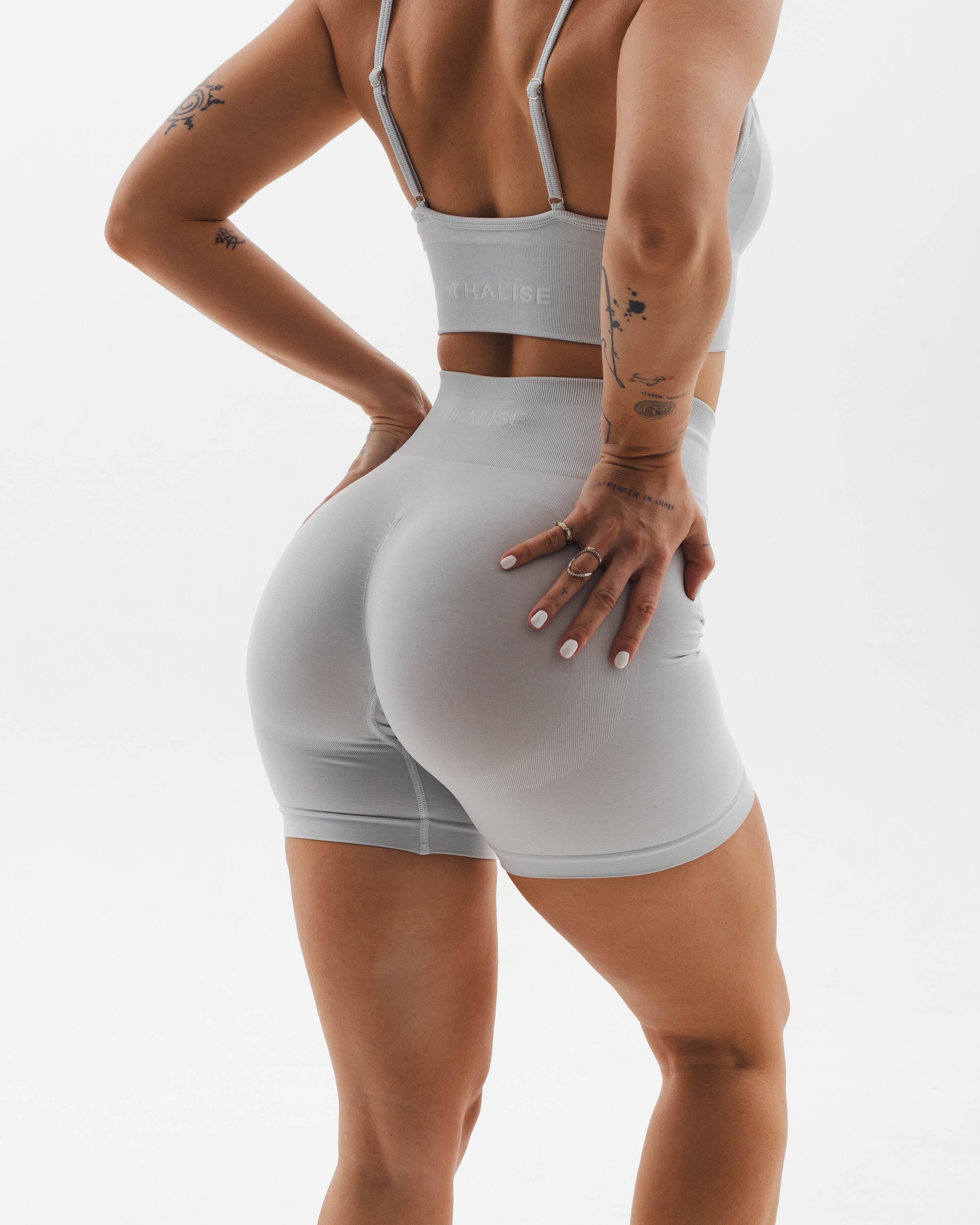 High Waist Scrunch Shorts - Ice Gray