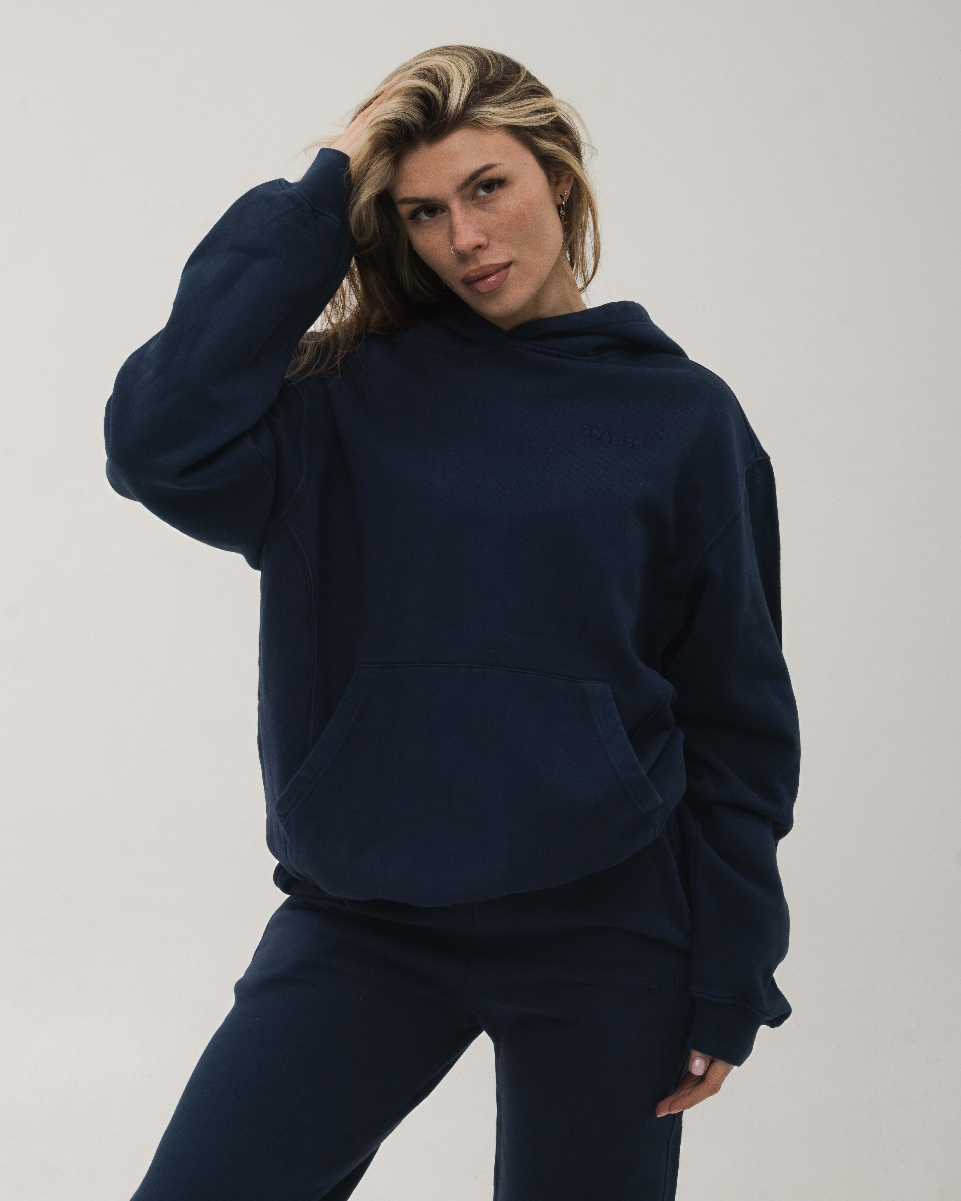 Raw Cotton Hoodie - Gece Mavisi