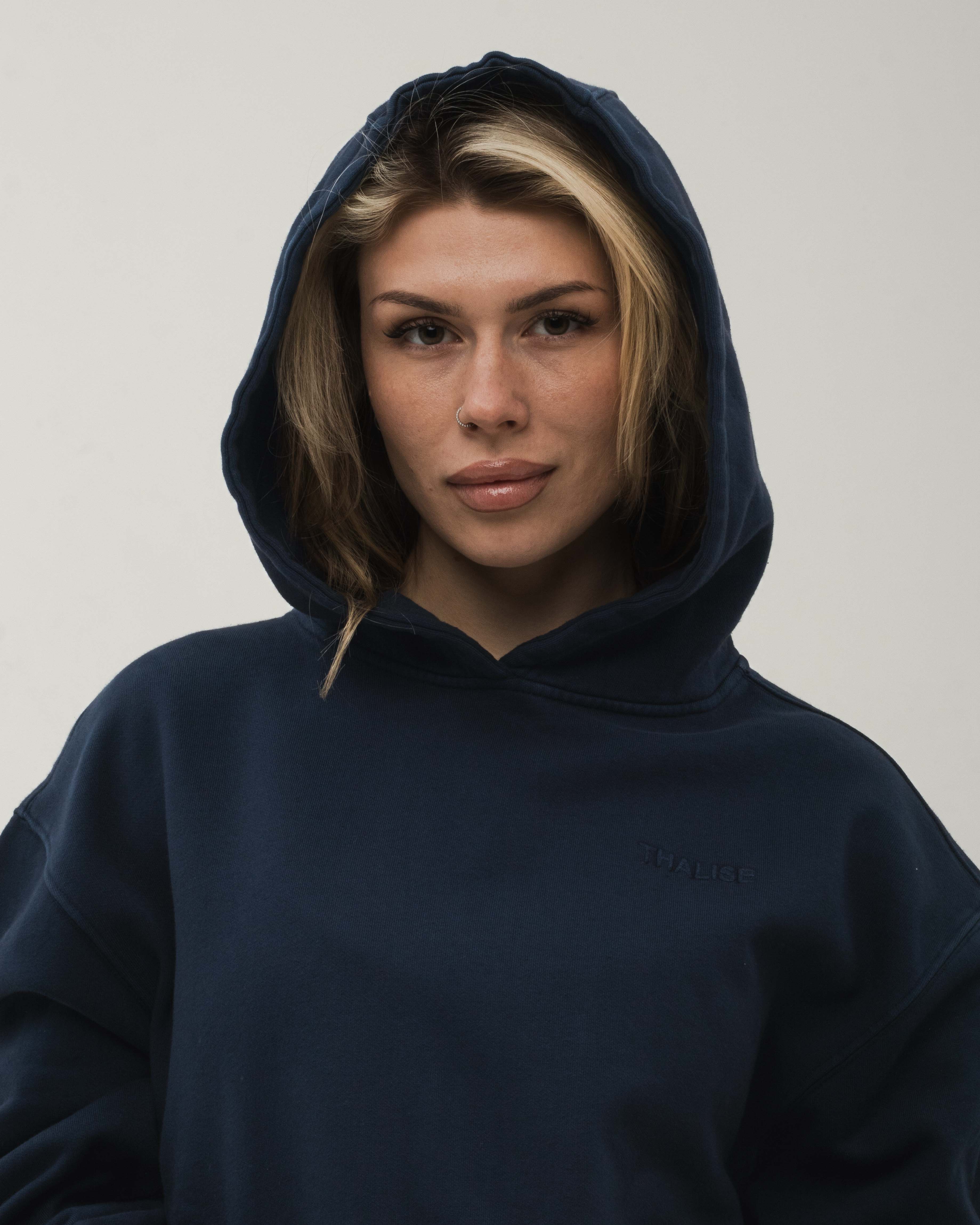Raw Cotton Hoodie - Gece Mavisi