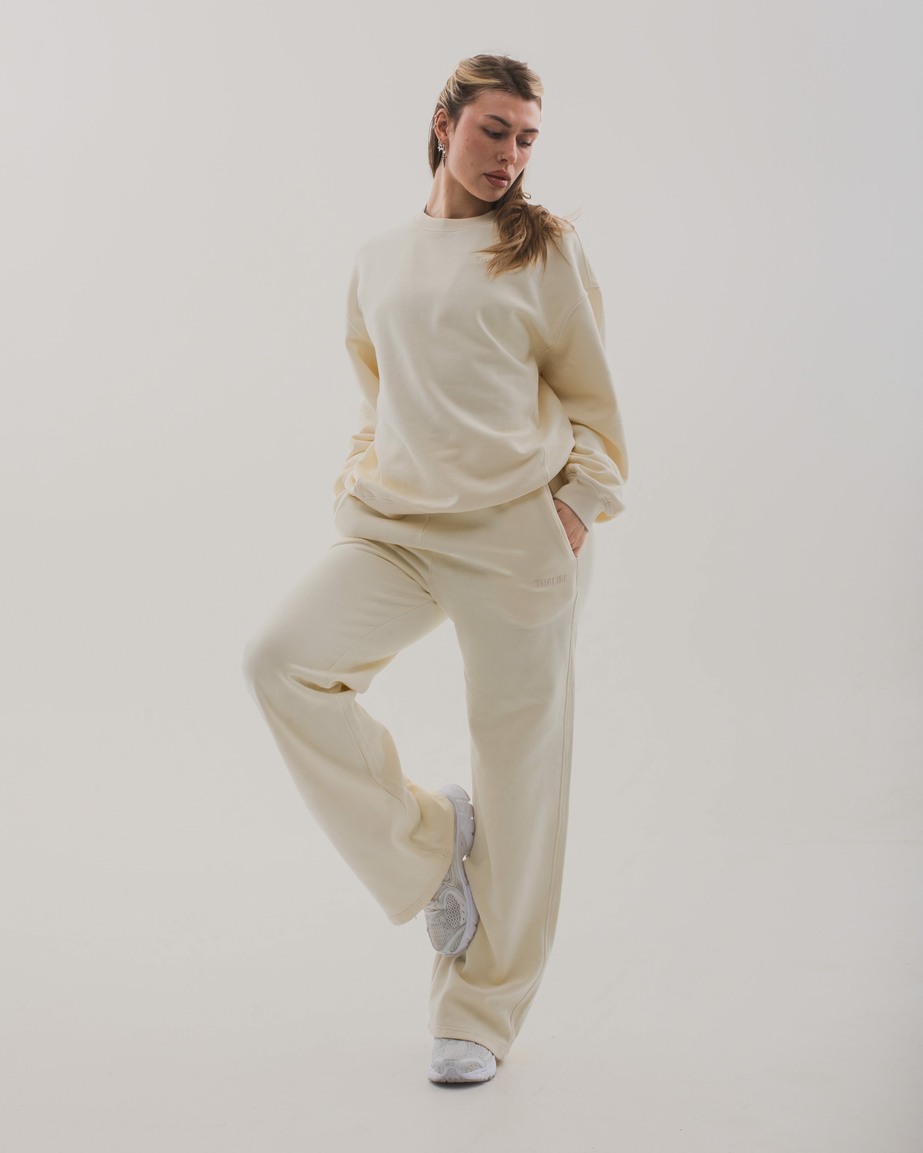 Raw Cotton Sweatpants - Limon Beyazı