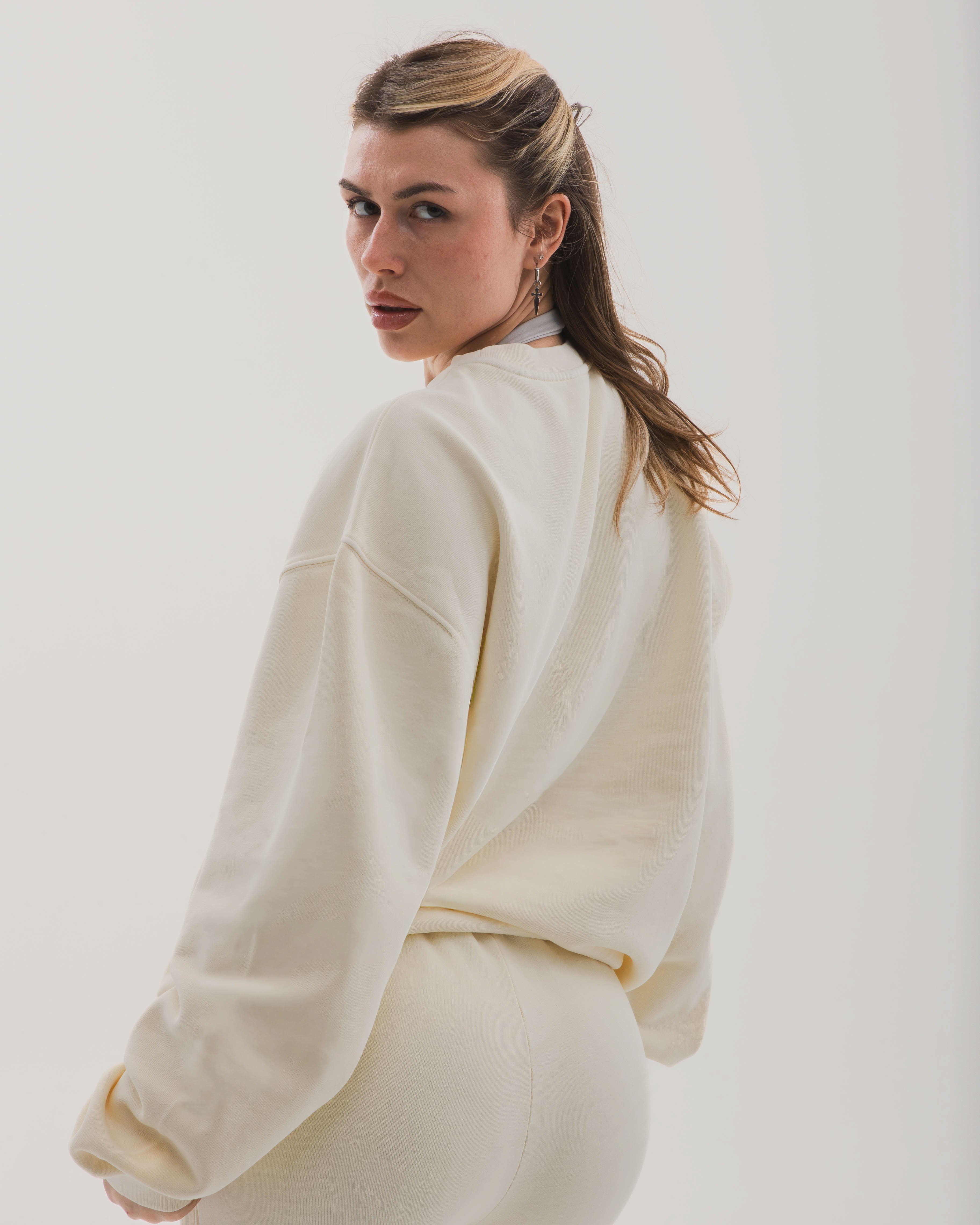 Raw Cotton Sweatshirt - Limon Beyazı