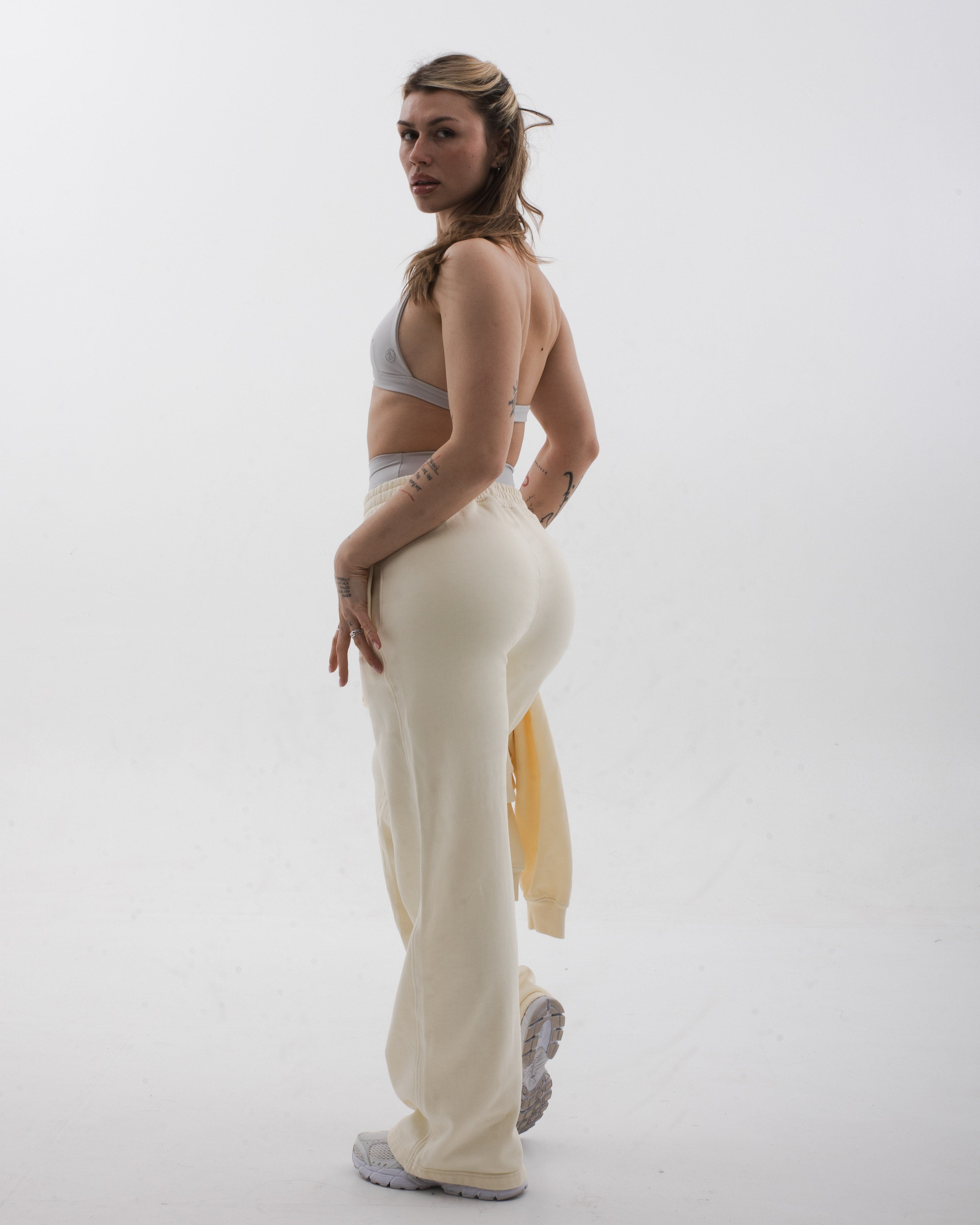 Raw Cotton Sweatpants - Limon Beyazı