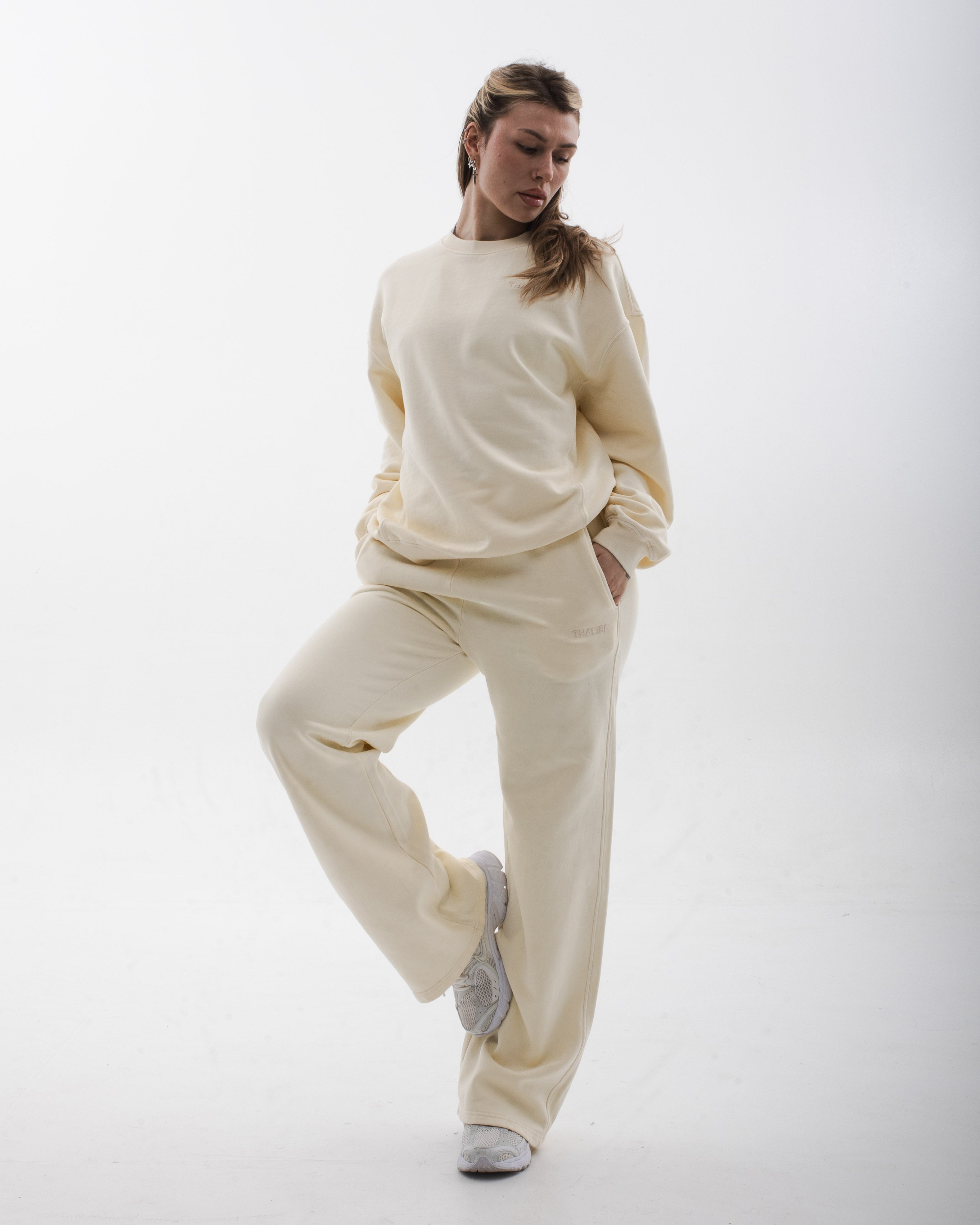 Raw Cotton Sweatshirt - Limon Beyazı