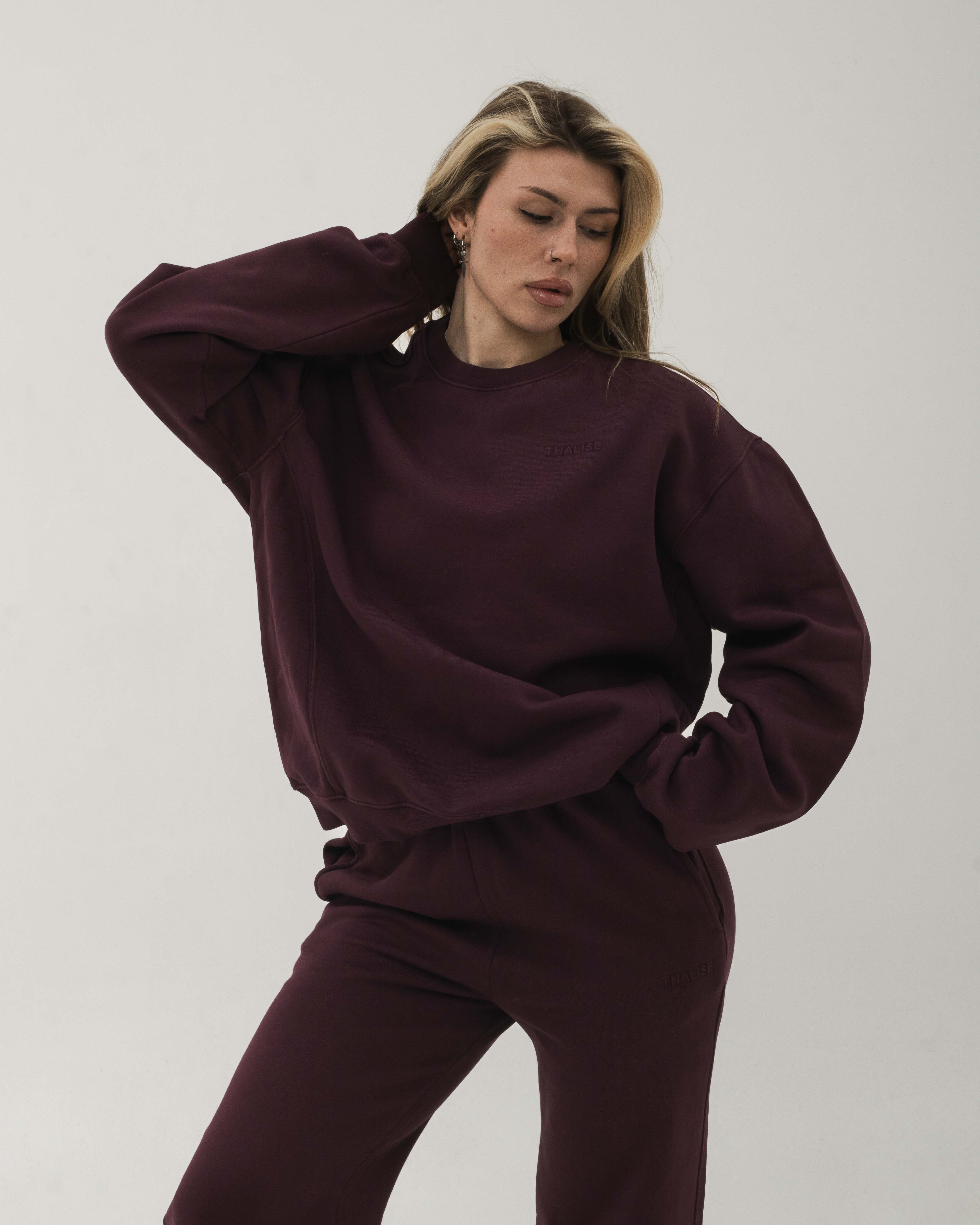 Raw Cotton Sweatshirt - Mürdüm