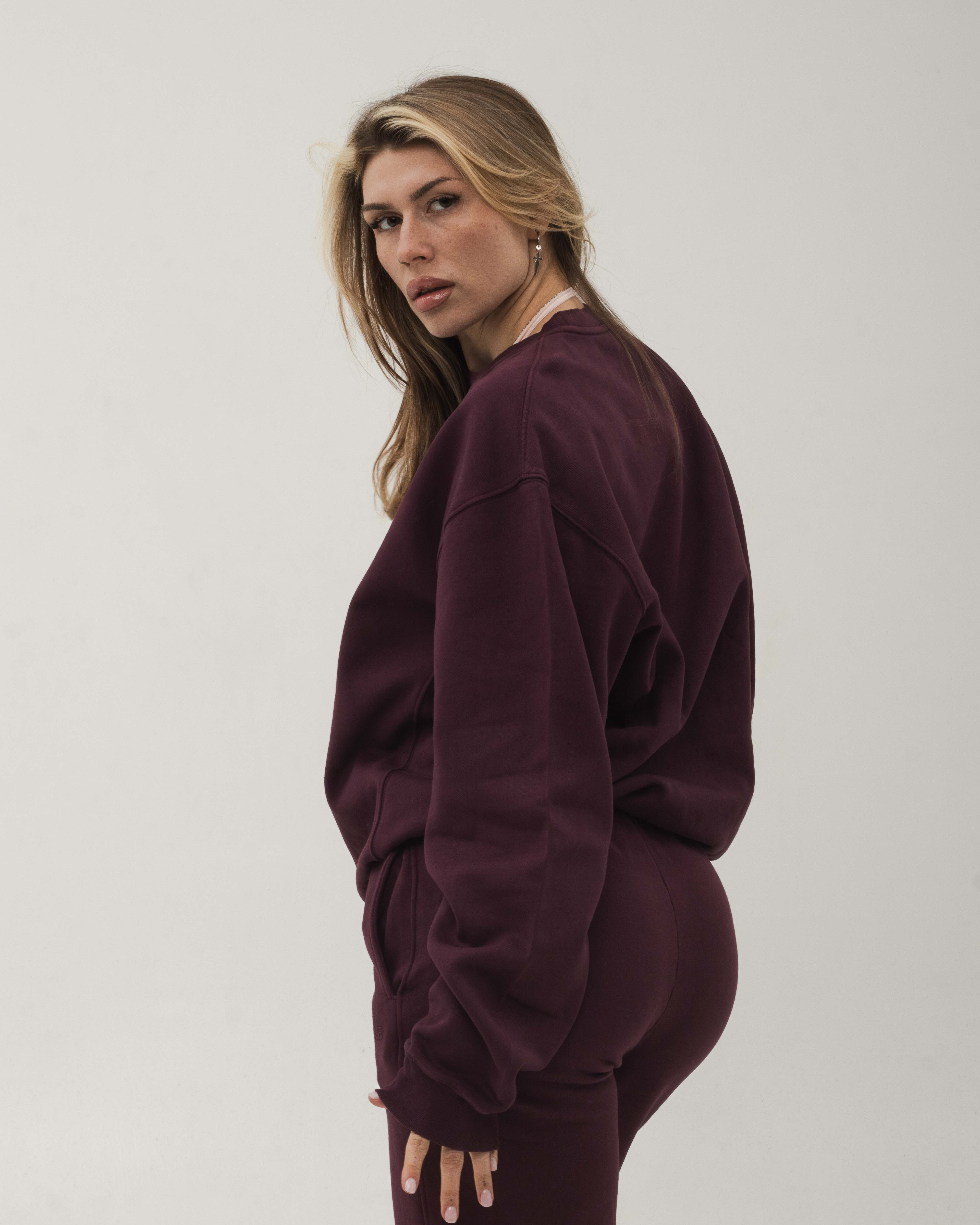 Raw Cotton Sweatshirt - Mürdüm