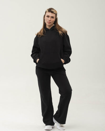 Raw Cotton Sweatpants - Siyah