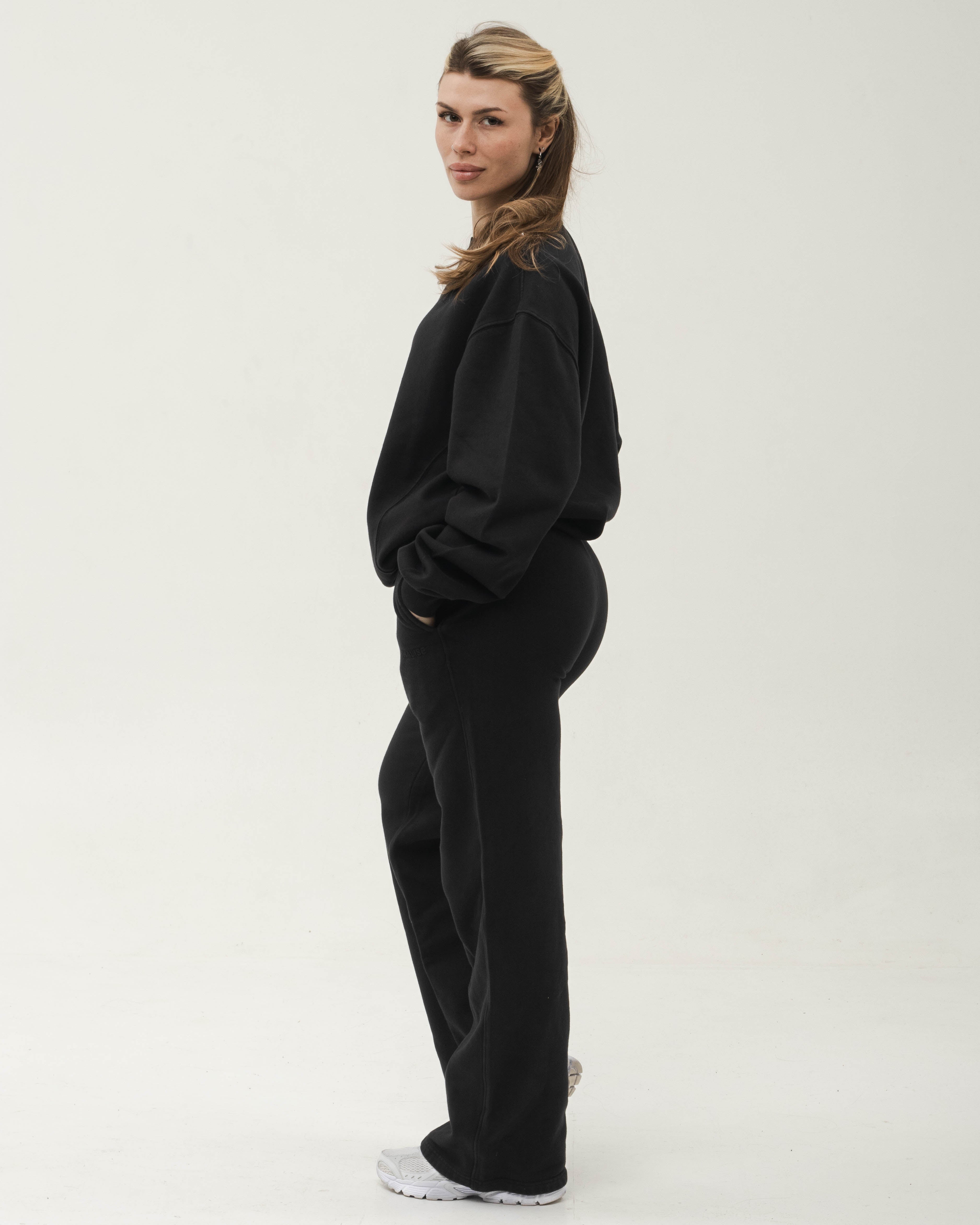 Raw Cotton Sweatpants - Siyah