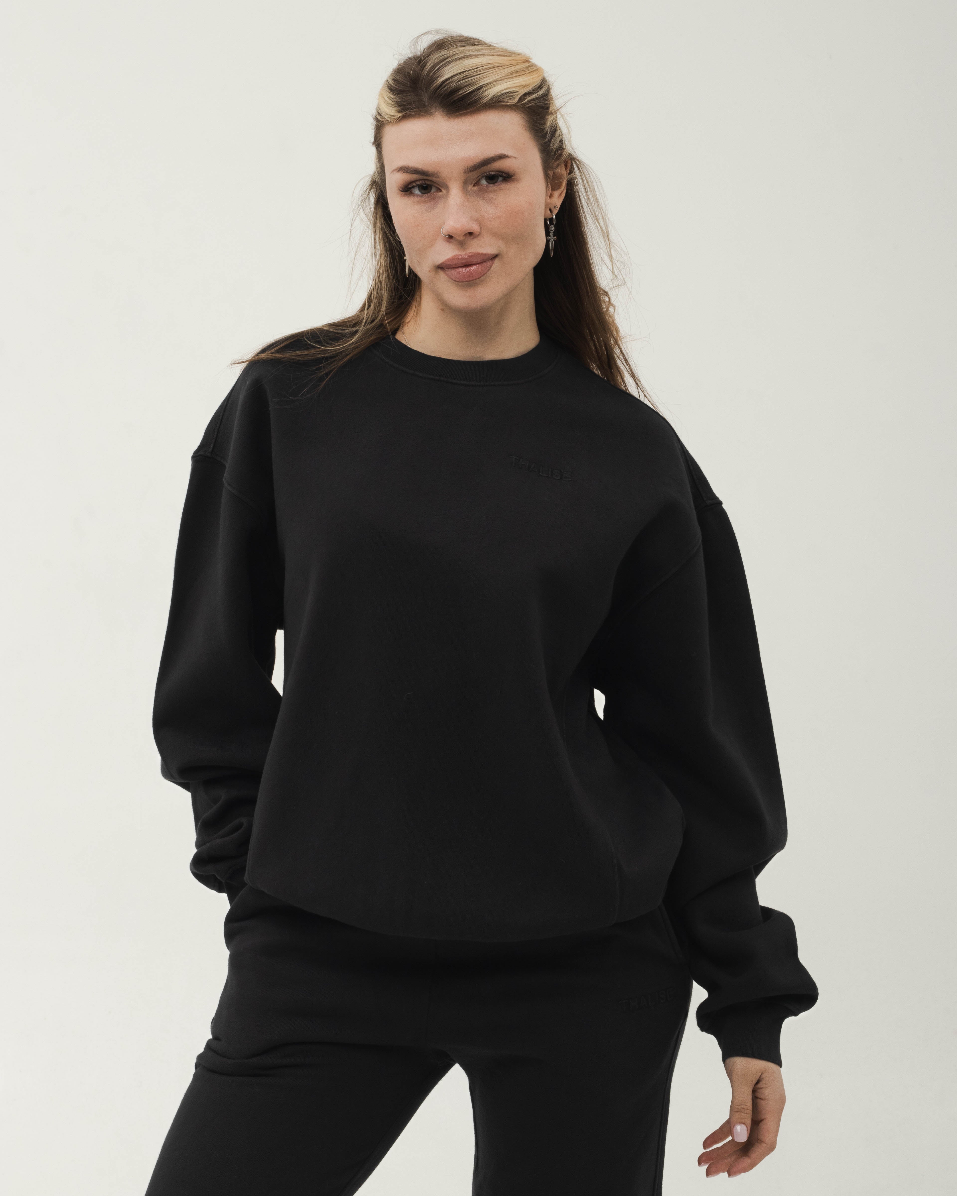 Raw Cotton Sweatshirt - Siyah